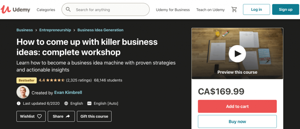 how to come up with killer business ideas course