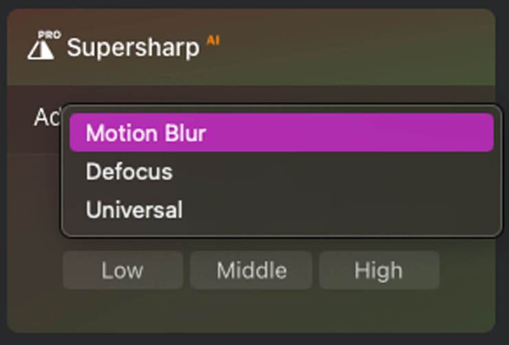 SupersharpAI options for sharpening