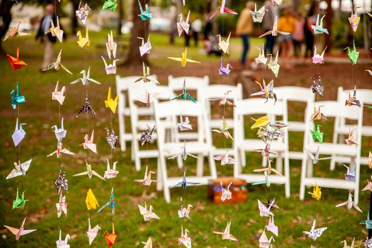 wedding photography paper cranes